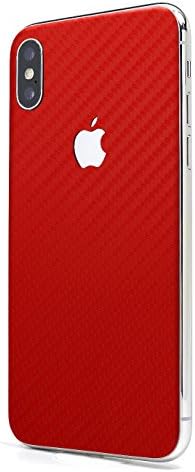 Red Carbon Fiber SKINTZ Glass Protection Skin Wrap Compatible with iPhone Xs Max (6.5")