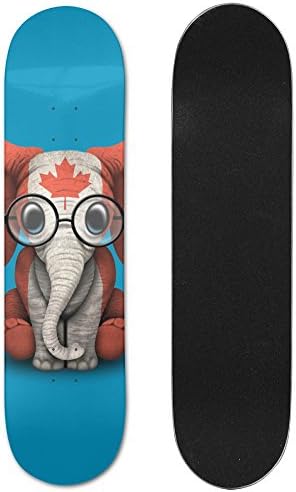 SVVOOD Skateboard Deck Canadian Elephant Cool Lightweight Wooden Graphic Printed Display 7.5 Inch X 31 Inch