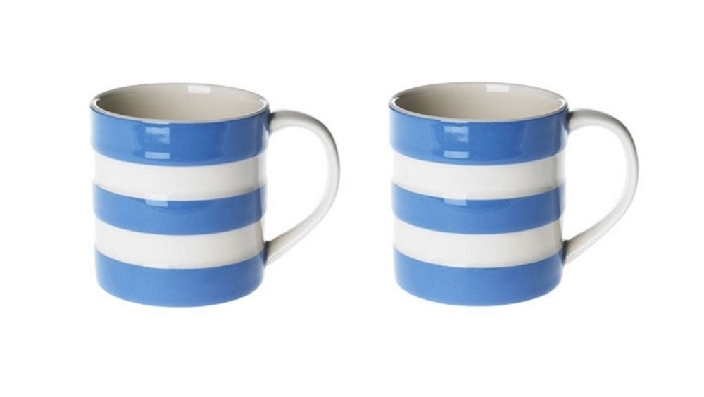 Cornishware Blue and White Stripe Set of 2 Espresso Cups Mugs, 6oz