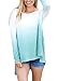 HOTAPEI Women Plus Size Casual Tie-Dye Ombre Tunic Long Sleeve Loose T-Shirt Blouse Tops Green XXL