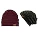 Trendy Warm Chunky Soft Stretch Cable Knit Slouchy Beanie Skully HAT20A (One Size, Gift Set- Burgundy/Dark Olive)