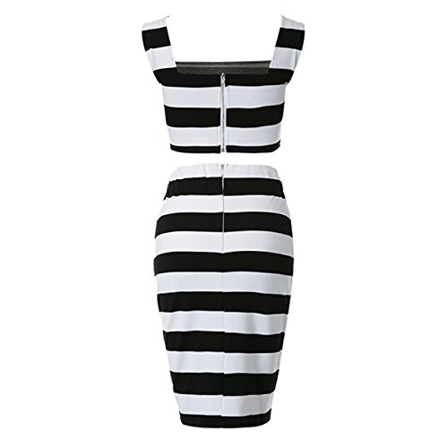 hannea stylish square neck striped suit for women