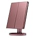 Shao Vanity Mirror for Makeup with 21 LED Lights, 3X /2X/1X Magnifying Trifold Mirror, Touch Screen Light up Control, Double Power Supply,180 ° Adjustable, Tabletop Cosmetic Lighted Mirror, Rose Gold