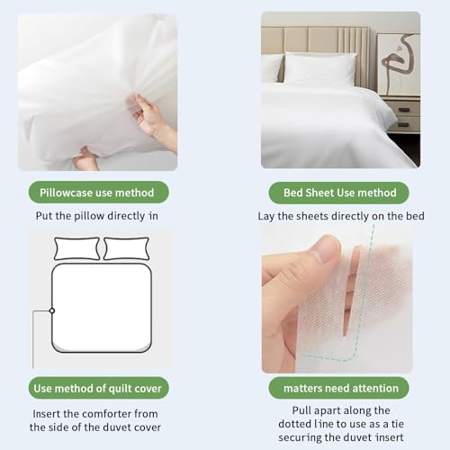 8 Pcs Disposable Bed Sheets Travel For Hotel, With 2 Sheet Quilt Covers, And 4 Pillowcase Business Trip Spa Hotel