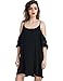 Persun Women Cold Shoulder Lace Trumpet Sleeve Spaghetti Strap Dress Tops, Black, Medium