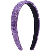 Feilguee 1 PCS Rhinestone Headband Glitter Non-Slip Wide Headband, Solid Hair Band Fashion Hair Accessories for Women Girls(Purple)