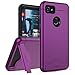 Teelevo Wallet Case for Google Pixel 2 XL, Dual Layer Case with Card Slot Holder and Kickstand for Google Pixel 2 XL - Purple