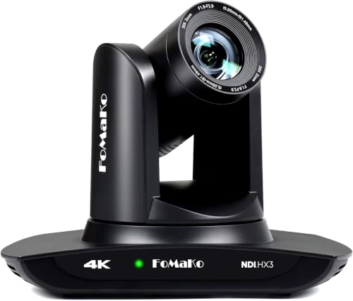 FoMaKo 4K PTZ NDI HX3 20x Optical Zoom AI Automatic Tracking Camera with HDMI/USB3.0/LAN(PoE) for Religious Service, Education, Video Conferencing, Youtube OBS Streaming, NDI License Included (K20UH)