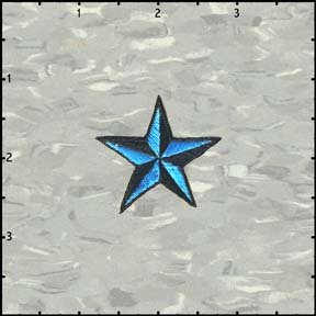 1.5 Inch Nautical Tattoo 3D Star Embroidered Iron On Applique Patch FD - Teal Blue