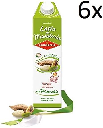 6X Condorelli Latte di Mandorla Italian Amond Milk with Pistichio 1l Gluten Free! Health Food!