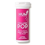 New Hum Nutrition Collagen Pops! 10 Tablets per Bottle! Dietary Supplements Enriched with Collagen and Vitamin C That Fizz and Dissolve in Water! Premium Marine Collagen and Vitamin C Skin Boost!