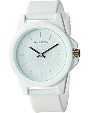 Women's Quartz Metal and Silicone Dress Watch, Color:White (Model: AK/3206WTWT)