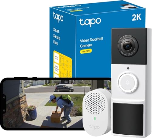 D210 Sonnette sans Fil avec caméra Exterieur 2K 3MP, IP65 étanche, Ultra Grand Angle 160°, Vision Nocturne en Couleur, Détection Humaine AI Gratuite, Audio Bidirectionnel, Installation Facile