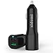 Car Charger 2 USB Port with Quick Charger 2.0 Technology USB Smart Intelligent Adapter for Apple iphone 6 6s LG L90 Samsung Android Devices (Black)
