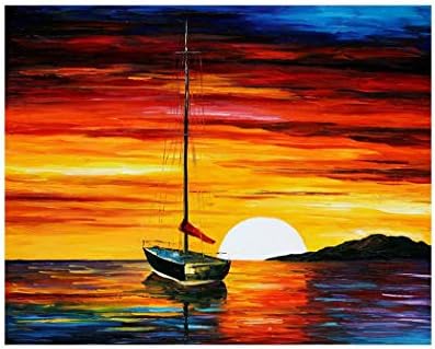 Dadiku Oil Painting Abstract Canvas Wall Art Quotes For livingroom Bedroom Office Sunrise Sailboat