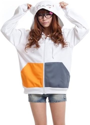 Amazon 夏目友人帳 風 ニャンコ先生 風 パーカー プルオーバー 閉じた目 白 ホワイト 男女兼用 普段着 コスプレ衣装 コスチューム アニメ専線 Lサイズ コスプレ 仮装 通販