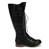 Breckelle Georgia-35 Lace Up Millitary Knee High Boot