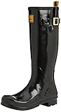 Joules Women's Field Welly Gloss Rain Boot, Black, 7 M US