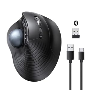 UGREEN トラックボールマウス Bluetooth&2.4GHz両対応 3台同時接続 7ボタン ワイヤレス 充電式