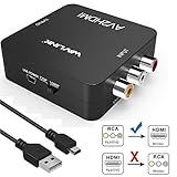 RCA to HDMI Converter,Wavlink 1080p 3RCA to HDMI CVBS AV Composite Video Audio Adapter with USB Charge Cable Support 1080P for PC Laptop Xbox PS4 PS3 TV STB VHS VCR Camera DVD