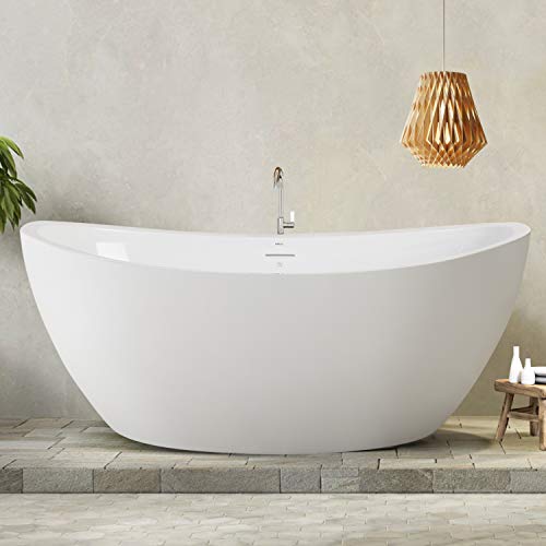 FerdY Naha 67"x31" Acrylic Freestanding Bathtub, Contemporary Curve