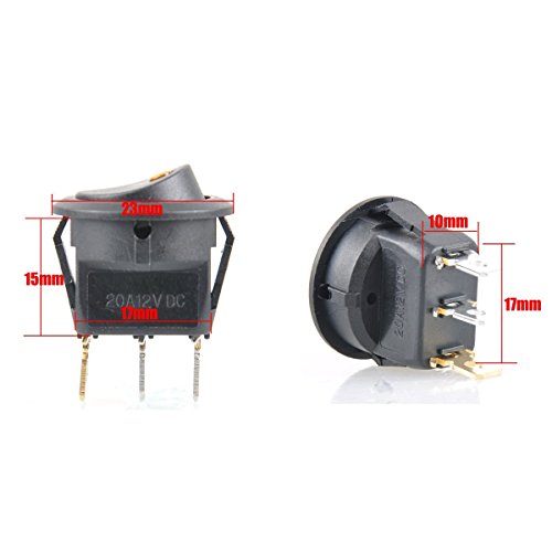 Cllena Car Truck Rocker Toggle LED Switch Shell 3 Pins On-Off Control 12V (Red Light) - Thumbnail 6