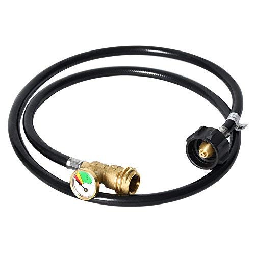 GasSaf Propane Tank Gauge Extension Hose with 5 Feet High Pressure Hose Gauge/Level Indicator Fit for Gas Grill, heaters & All Propane Appliances,Acme to Male QCC/POL Fittings