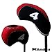 Andux Number Print Golf Iron Club Head Covers with Transparent Window 10pcs/Set Black/red