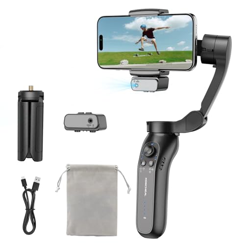KOSCHEAL Estabilizador para Celular 3 Ejes Módulo Magnético IA con Luz | Módulo con carga magnética del gimbal. Incluye trípode, gestos, 4 modos, batería hasta 6h. iOS/Android. Vlogs/TikTok