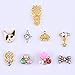 18pcs Gold Crown 3D Nail Art Decoration Crystal Gems Metal Bulldog Charms Jewelry Pendant Chain Mix Designs