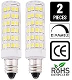 [2 Pack] Simba Lighting LED E11 6W 500lm 76SMD2835 Corn Light Bulb 50W Halogen Replacement 120V for Chandeliers, Cabinet Lighting, Mini-Candelabra Base, Daylight 6000K Dimmable