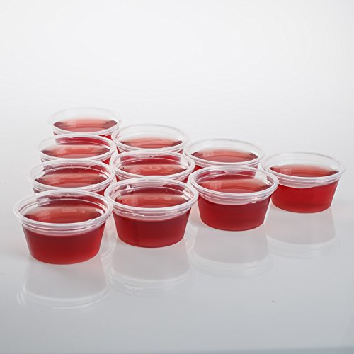 Golden Apple, 2Ounce Clear Plastic Jello Shot Souffle Cups with Lids