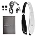 Wireless Headset, V4.1 Wireless Stereo Headphones Earphones Neckband with Retractable and Foldable Design Style Earbuds with Mic for iOS and Android Cell Phones(White)
