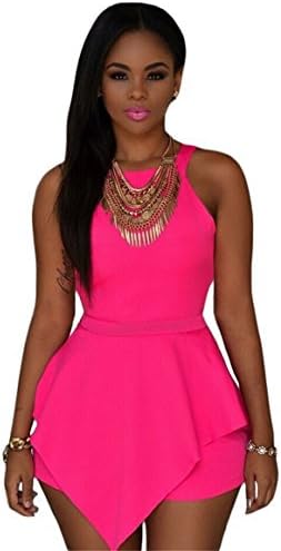 Designer97 Fashion Women's Sexy Cut-out Back Combinasion Short Jumpsuits Women Bodysuit Sleeveless Peplum Womens Rompers Large