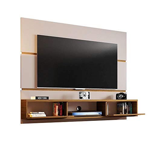 Painel Âmbar Para TVs Até 65 Polegadas - Bechara Off-White/Cinamomo/Ripado