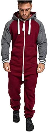 shijiazhuangxingxinjiaju Men's Xmas Autumn Winter Casual Hoodie Print Christmas Zipper Print Jumpsuit