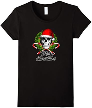 Santa Skull and Candy Canes T-Shirt Merry Christmas