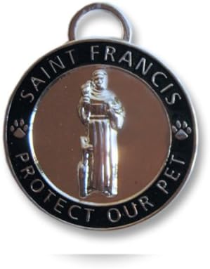 Luxepets Pet Collar Charm, Saint Francis of Assisi, Large, Black