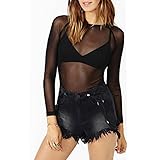 ZANZEA Mesh Club Blusas Transparentes Sheer Bodysuit Seethrough Fishnet Shirts Sexy Tops for Women