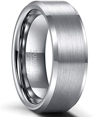 Mens Wedding Rings Band Tungsten Carbide Rings for Men Women Engagement Band 6mm 8mm Comfort Fit Engraved ‘I Love You’