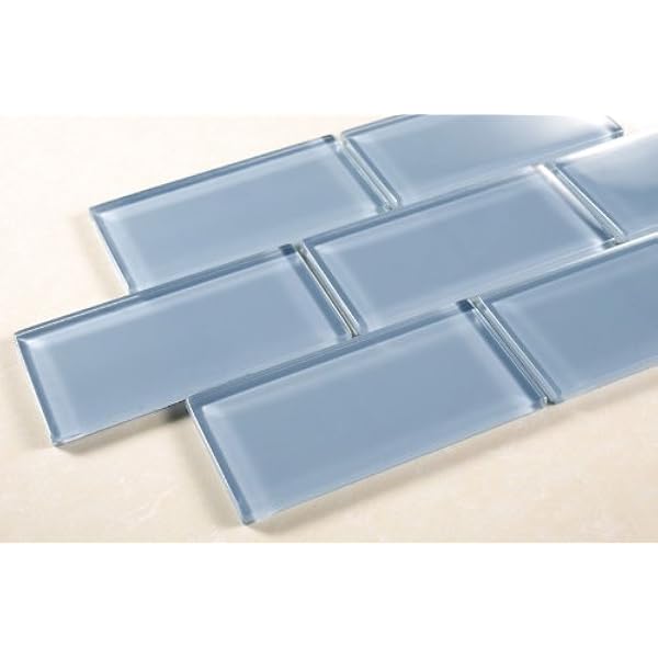 Pacific Ocean 3x6 Blue Glass Tile Mosaic Bathroom Tile Kitchen Backsplash Tile Price Per Square Feet 8 Pieces Blue Glass Subway Tile Amazon Com