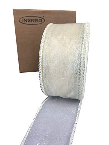 INERRA Chiffon Ribbon - Luxury Wired Edge 20 Metres x 50mm (White)