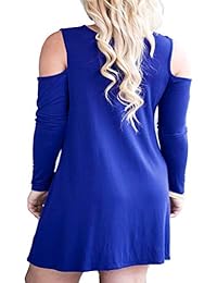 QIXING - Vestido de manga larga para mujer L-4XL con bolsillos