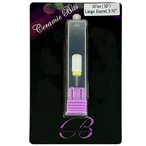 Beauticom Professional USA Ceramic White LARGE Barrel Bit Nail Drill (Grit: XF EXTRA FINE) 3/32" Shank Size