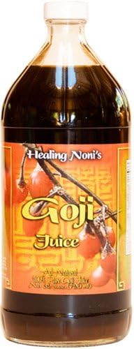 Healing Noni 100% Pure Goji Juice, 32-Ounce Glass Bottle