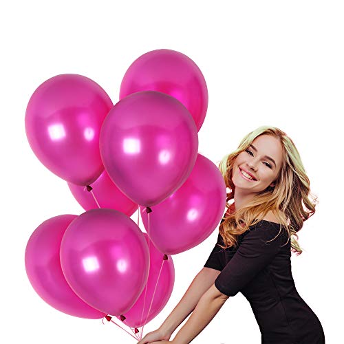 Magenta Hot Pink Metallic Balloons 12 Inch Latex Balloon 100 Pack Valentines Day Party Supplies for - //coolthings.us