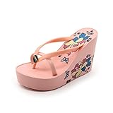 WeiYin Womens Wedges Foral Flip Flops