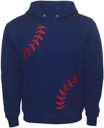 Zone Apparel Men’s Baseball Hoodie Sweatshirt – Laces - Large Navy/Red