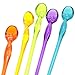 AQUEENLY Cocktail Spoon Set of 12 Mixed Color Plastic Drink Stirrers with Long Handle for Iced Tea Coffee Ice Cream, 10.3 Inch