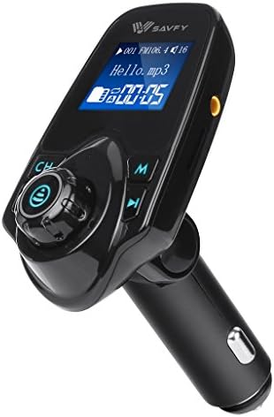 Bluetooth FM Transmitter, SAVFY Wireless in-Car FM Adapter Car Kit with USB Car Charger 1.44 Inch Display SD Card Slot